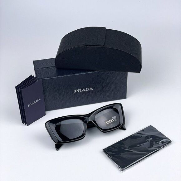 NEW Prada PR13ZS 1AB5S0 Black Dark Grey Cat Eye Unisex Sunglasses - Picture 11 of 13